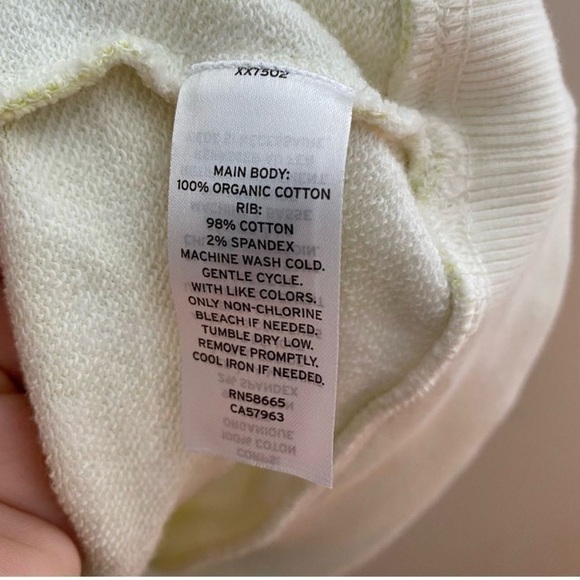 BP Hoodie Sweatshirt Cream Green Brush Stroke Marble Casual Oversized Sz M - Picture 8 of 8